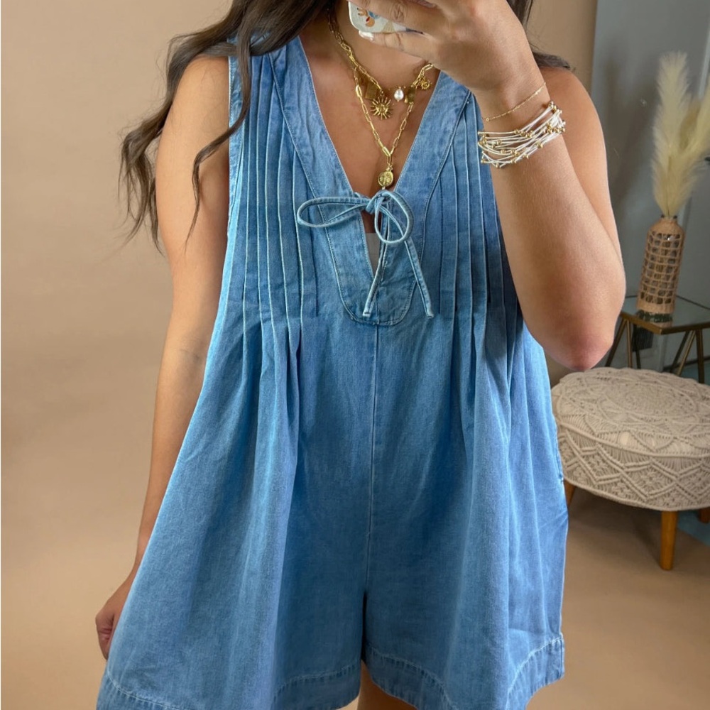 Blue Denim Sleeveless Romper